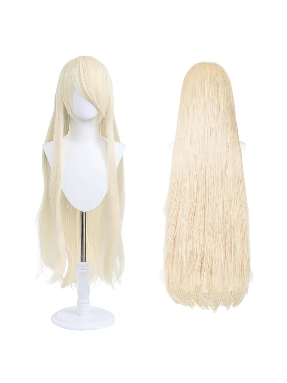 Women's Light Blonde 100 Cm Heat Resistant Universal Straight Costume Long Wigs